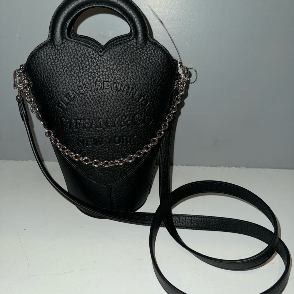 Tiffany & Co. Black Crossbody Bag with Silver Chain